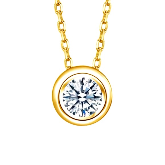 Classic DColor Moissanite 1 ct Stud Necklace 18KGold Plated 925SterliS-Certified - Picture 7 of 10
